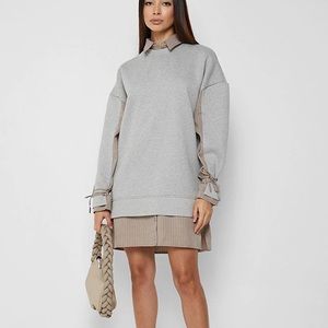 Jumper Dress with Pinstripe Shirt